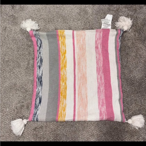 Colorful Striped Throw Pillow Cover with Tassels - Picture 1 of 2